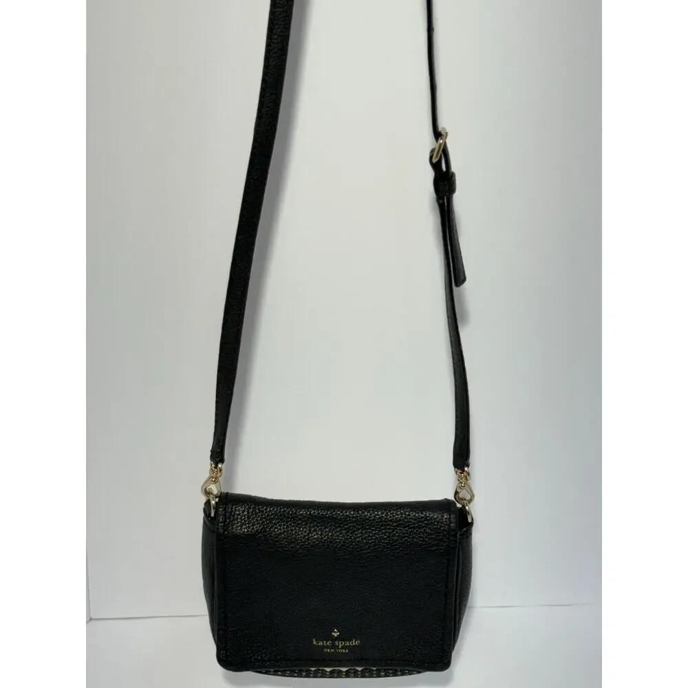 Kate Spade NY Cobble Hill Straw Abela Crossbody, Black Pebble Leather